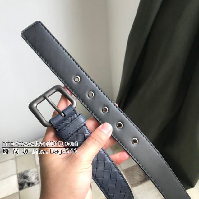 BV高端男士皮帶 寶緹嘉編織搭配槍色磨砂帶頭腰帶 寶緹嘉經典牛皮腰帶  jjp1536